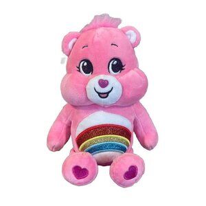 10” Basic Fun Care Bears Cheer Bear Plush Stuffed Animal Rainbow Glitter Belly